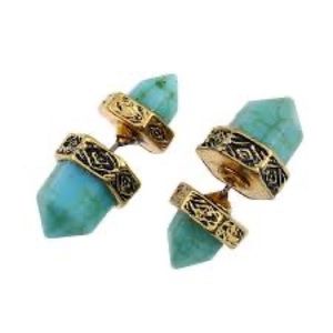 Minimalist rocker turquoise double sided stud earrings